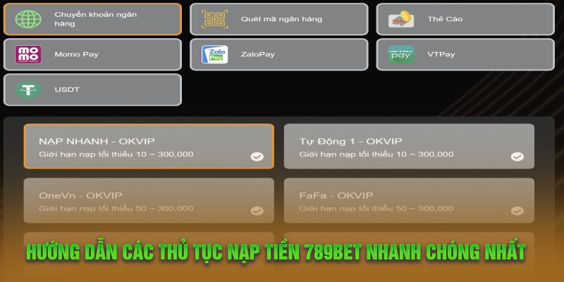 Hướng dẫn các thủ tục nạp tiền 789Bet nhanh chóng nhất 